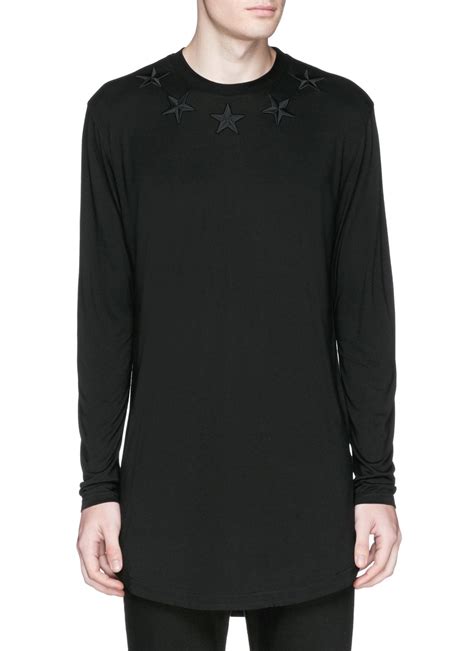 givenchy black star embroidery shirt|men's givenchy t shirt sale.